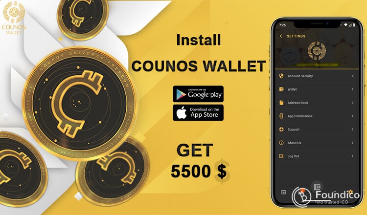 Win over than 5500$ by installing Mobile Wallet Counos