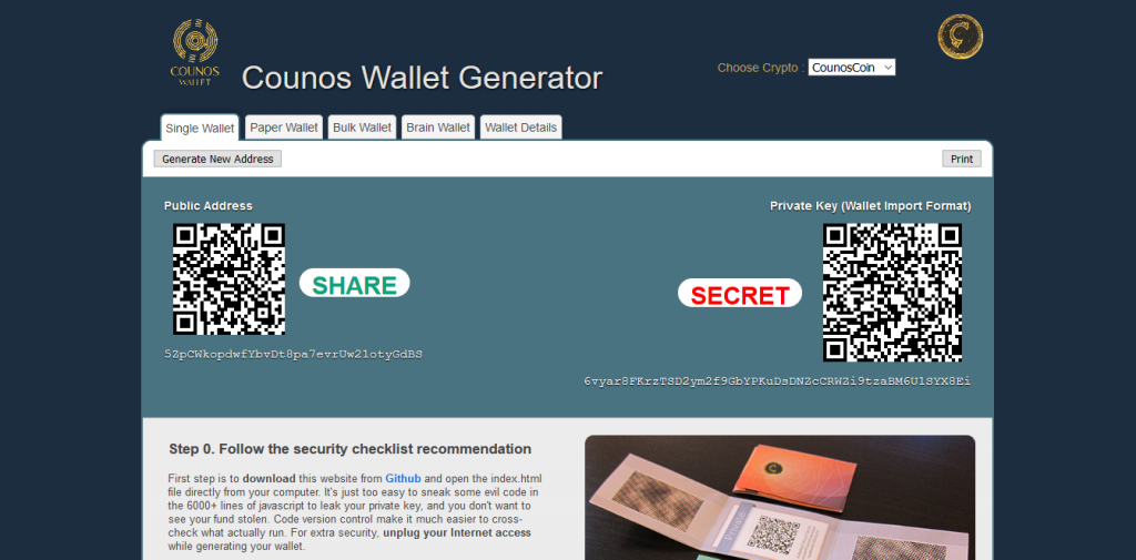 Paper Wallet Generator Counos